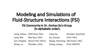 Modeling and Simulations of FluidStructure Interactions FSI FSI