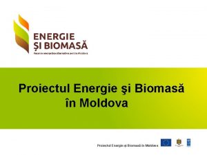 Proiectul Energie i Biomas n Moldova Proiectul Energie