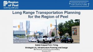 Long Range Transportation Planning for the Region of