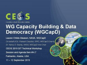 Committee on Earth Observation Satellites WG Capacity Building