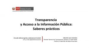 Transparencia y Acceso a la Informacin Pblica Saberes