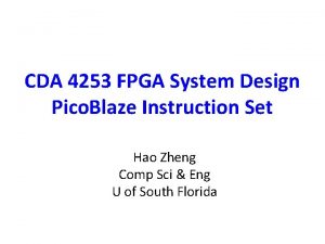 CDA 4253 FPGA System Design Pico Blaze Instruction