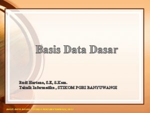 Basis Data Dasar Rudi Hartono S E S