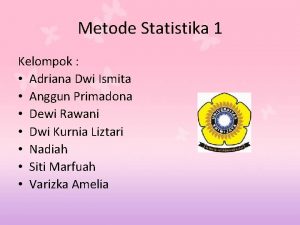Metode Statistika 1 Kelompok Adriana Dwi Ismita Anggun