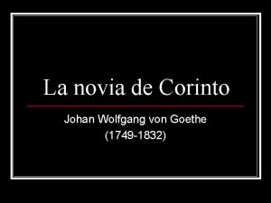 La novia de Corinto Johan Wolfgang von Goethe