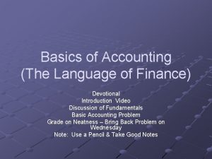 Basics of Accounting The Language of Finance Devotional