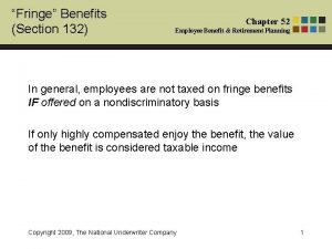 Fringe Benefits Section 132 Chapter 52 Employee Benefit