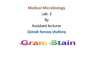 Medical Microbiology Lab 3 By Assistant lecturer Zainab