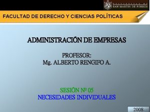 FACULTAD DE DERECHO Y CIENCIAS POLTICAS ADMINISTRACIN DE