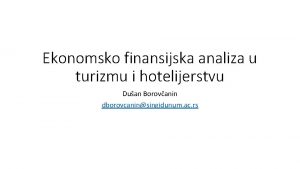 Ekonomsko finansijska analiza u turizmu i hotelijerstvu Duan