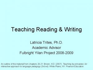 Teaching Reading Writing Latricia Trites Ph D Academic