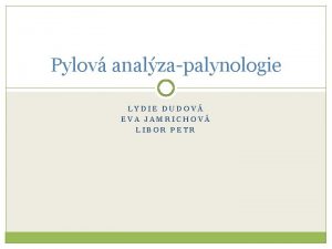 Pylov analzapalynologie LYDIE DUDOV EVA JAMRICHOV LIBOR PETR