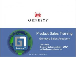 Product Sales Training Genesys Sales Academy Olav Wilke