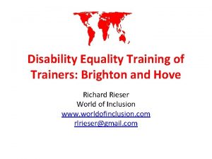 Disability Equality Training of Trainers Brighton and Hove
