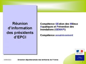 Runion dinformation des prsidents dEPCI 16062021 Comptence GEstion