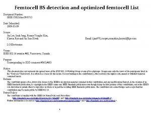 Femtocell BS detection and optimized femtocell List Document