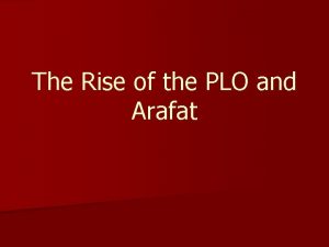 The Rise of the PLO and Arafat Q