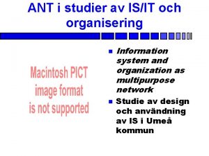 ANT i studier av ISIT och organisering Information