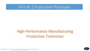 Unit 42 1 Production Processes HighPerformance Manufacturing Production