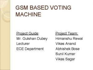 GSM BASED VOTING MACHINE Project Guide Mr Gulshan