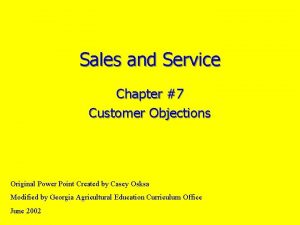 Sales and Service Chapter 7 Customer Objections Original