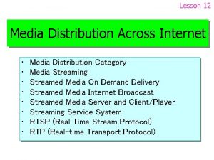 Lesson 12 Media Distribution Across Internet Media Distribution