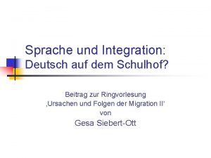 Sprache und Integration Deutsch auf dem Schulhof Beitrag