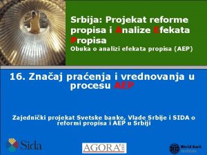 Srbija Projekat reforme propisa i Analize Efekata Propisa