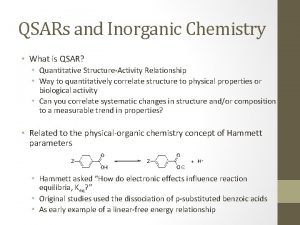 QSARs and Inorganic Chemistry What is QSAR Quantitative