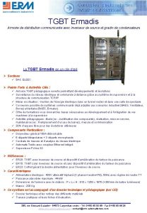 TGBT Ermadis Armoire de distribution communicante avec inverseur