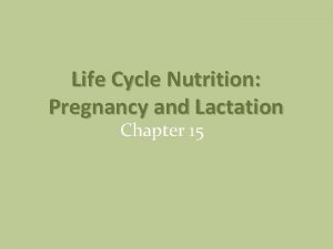 Life Cycle Nutrition Pregnancy and Lactation Chapter 15