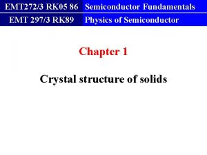 EMT 2723 RK 05 86 Semiconductor Fundamentals EMT
