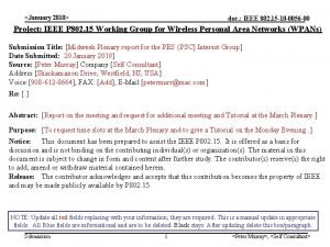 January 2010 doc IEEE 802 15 10 0056