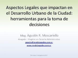 Aspectos Legales que impactan en el Desarrollo Urbano