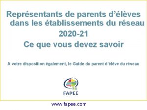 Reprsentants de parents dlves dans les tablissements du