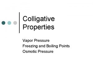 Colligative Properties Vapor Pressure Freezing and Boiling Points
