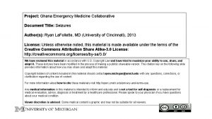 Project Ghana Emergency Medicine Collaborative Document Title Seizures