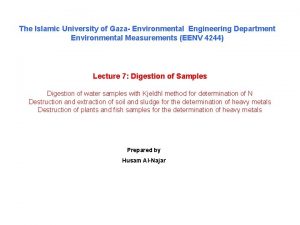 The Islamic University of Gaza Environmental Engineering Department