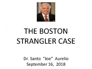 THE BOSTON STRANGLER CASE Dr Santo Joe Aurelio