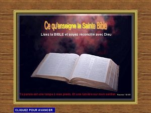 Lisez la BIBLE et soyez rconcili avec Dieu