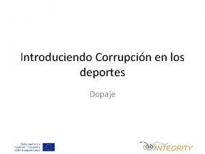 Introduciendo Corrupcin en los deportes Dopaje Corrupcin en