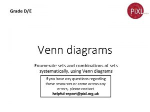 Grade DE Venn diagrams Enumerate sets and combinations