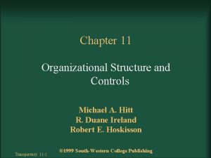 Chapter 11 Organizational Structure and Controls Michael A