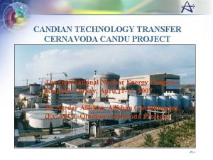 CANDIAN TECHNOLOGY TRANSFER CERNAVODA CANDU PROJECT The International
