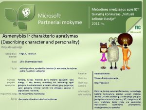 Asmenybs ir charakterio apraymas Describing character and personality