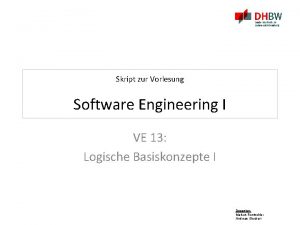 Skript zur Vorlesung Software Engineering I VE 13