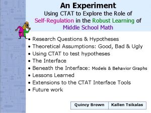 An Experiment Using CTAT to Explore the Role