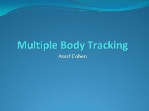 Multiple Body Tracking Assaf Cohen Agenda Tracking Problem