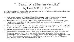 In Search of a Siberian Klondike by Homer