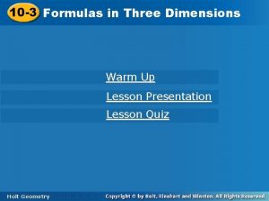 10 3 Formulasinin Three Dimensions Warm Up Lesson